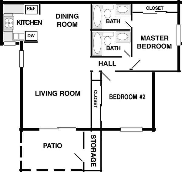 2 bedroom, 2 bath 3019 floor plan